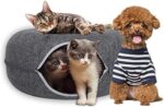 Cat Tunnel Bed, Portable Cat Donut Tunnel, Indoor Bubble pup cat Bed Tunnel, Felt Cat Tunnel Large(24 inches), with Zipper Detachable Pet Supplies