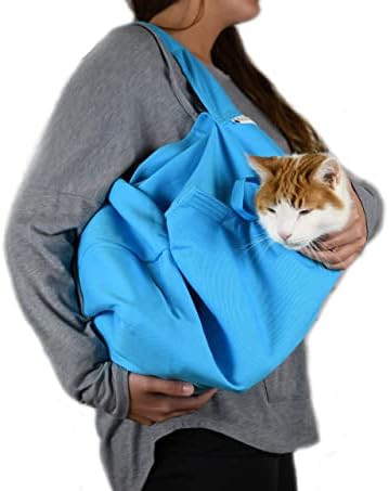 Cat-in-the-Bag Cozy Comfort Carrier - Large Light Blue Cat Carrier Bag and Cat Restraint Bag for Grooming, Vet Visits, Medication Administration, Dental Care, and Nail Trimming