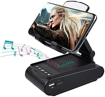 Cell Phone Stand with Wireless Bluetooth Speaker, Portable Phone Stand with Anti-Slip Base and Speakers, Desktop Kitchen Cool Tech Gadgets, Compatible with Phones & Tablets, Gifts for Men or Women