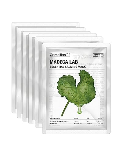 Centellian 24 Madeca Mask (Extra Calming, 6pc) - Face Mask Sheet for Ultra Calming, Soothing for Sensitive, Acne-prone Skin with Centella Asiatica, TECA, Niacinamide. Korean Skin Care for Men Women by Dongkook.