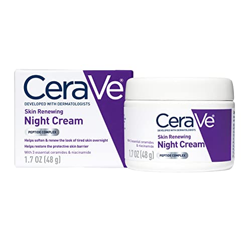CeraVe Skin Renewing Night Cream | Niacinamide, Peptide Complex, and CeraVe Skin Renewing Night Cream | Niacinamide, Peptide Complex, and Hyaluronic Acid Moisturizer for Face | 1.7 Ounce, Packaging may Vary