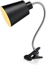 Clip On Desk Lamp w/Flexible Gooseneck - Portable E26 Dorm, Home & Office Lighting for Reading & Crafts - Clamp Light for Desk, Laptop Table & Headboard, Black