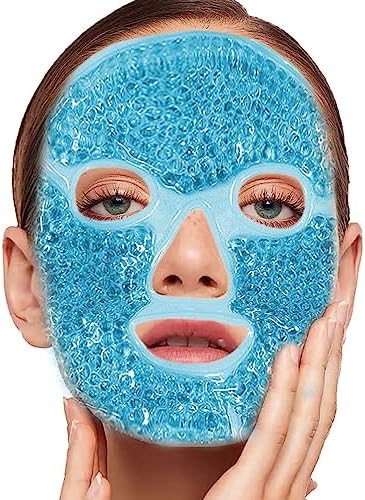 Cold Face Eye Mask Ice Pack for Dark Circles,Puffiness,Face SPA,Headaches,Pressure,Cooling Face Masks for Women Sleeping,Migraines Relief,Skin Care Gel Beads Hot Cold Use Ice Facial Mask