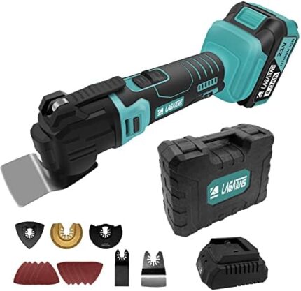 Cordless Oscillating Tool Kits，Oscillating Multitool with a 21V 4.0Ah Battery,Max 22000 OPM, 6 Variable Speed & 4°Oscillating Angle. for Cutting Wood/Nail/Scraping/Sanding