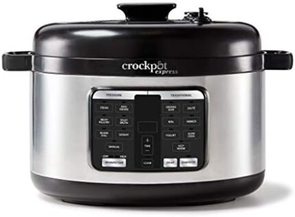Crock-Pot Express 6 Quart Electric Pressure Cooker and Food Warmer, Programmable Pressure Cooker with Timer, Stainless Steel (2109296)