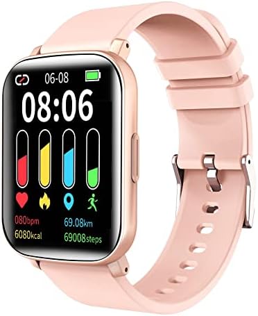 Cuszwee Smartwatch for Android and iPhone - 1.69" HD Screen, IP68 Waterproof, Heart Rate Monitor, Sleep Tracker, Fitness Tracker, 24 Sports Modes, Long Battery Life (Pink)