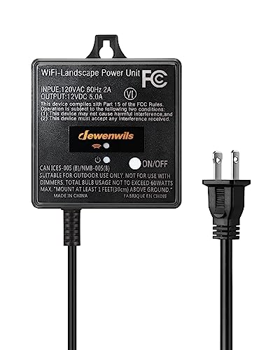 DEWENWILS WiFi Low Voltage Transformer 60W, 120V AC to 12V DC, Smart Outdoor Low Voltage Landscape Transformer with Timer, Work with Alexa & Google Home, Weatherproof for Landscape Lights, FCC Listed