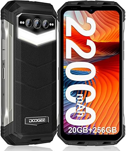 DOOGEE S100 PRO Rugged Smartphone 2023, 22000mAh 20GB+256GB Rugged Phone with 130LM Camping Light, 120Hz Android 12 4G Phones Unlocked, Dual Hi-res Speakers, 108MP Tri Camera, Night Vision