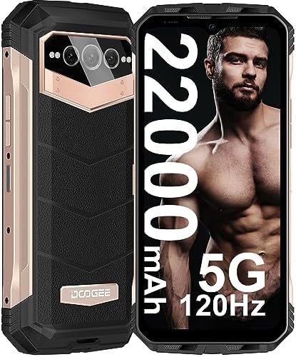 DOOGEE V MAX (2023) 5G Rugged Smartphone, 22000mAh 20GB+256GB Rugged Phones Unlocked,120Hz 6.58" Rugged Cell Phone, Dual Speakers, 108MP Main Camera, Night Vision,IP68 Waterproof Phone NFC, OTG