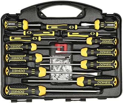 DOWELL Magnetic Screwdriver Set 16-Piece Slotted/Flat Phillips Precision Screwdriver Non-Slip Cushion Grip Magnetizer Repair Tool Kit for Repair Home Improvement Craft (16PC) HY090103