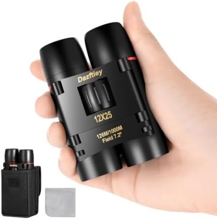 Dazftiey 12x25 Small Compact Binoculars for Adults Kids，Mini Lightweight High Powered Binoculars with Clear Vision,Binoculars for Cruise Ship Bird Watching,Travel, Opera Concert