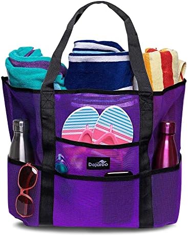 Dejaroo Mesh Sand Free Bag - Strong Lightweight Bag For Beach & Vacation Essentials. Tons of Storage!