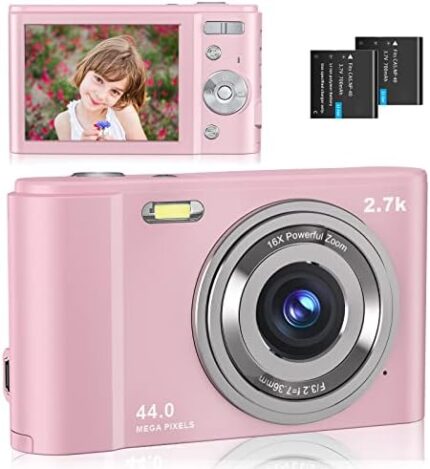 Digital Camera HD 2.7K Digital Camera for Kids Video Camera with 16x Digital Zoom Anti Shake, 44MP Point and Shoot Camera 3.0 Inch Screen Kids Digital Camera for Teens, Adults, Beginners