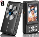 Digital Camera, Kids Camera FHD 1080P 44MP Small Digital Camera with 32GB SD Card Vlogging Camera 16X Digital Zoom, Point and Shoot Digital Camera Gift for Kids Boys Girls Teens Students - Black