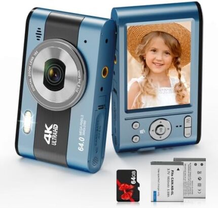 Digital Camera Native FHD 4K 64MP Digital Camera for Kids Compact Digital Camera with 64GB Card 18X Digital Zoom Point and Shoot Camera Portable Camera for Teens Students Boys Girls Seniors