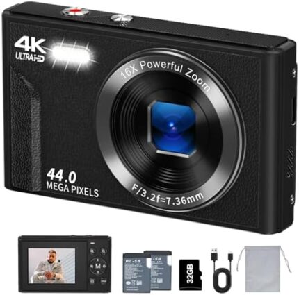 Digital Camera for Photography VJIANGER FHD 1080P Vide o Camera with 32GB TF Card 16X Digital Zoom Point and Shoot Camera Portable Small Camera for Kids Teens Students Boys Girls Seniors(X6-Black1)