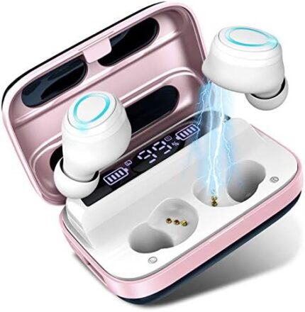 Donerton Wireless Earbuds 5.3 Headphones 140 Hours Playtime Earphones with Charging Case, in Ear Headset IP7 Waterproof Earbud Noise Cancelling Microphone, LCD Display, for Sports/Working