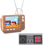 EASEGMER Mini TV Retro Video Games Console Built-in 308 Classic Games System with Handheld Controller Support TV - 3.0” TFT Travel Games Gift for Kids Adults (Classic Wood)