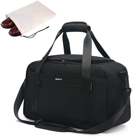 ECOHUB Personal Item Bag 16'' Small Duffel Bag Travel Bag Weekender Bag Gym Bag Tote Duffel bag Overnight Bags Travel Essentials for Women and Men Shoulder Bag Carry On Shoes Bag (Black)