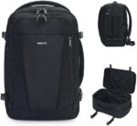 ECOHUB Travel Backpack 16'' Personal Item Backpack with 13 Pockets Carry on Bags for Airplanes Travel bags for Women Men Airlines Approved Small Hiking Backpack with USB Port Casual Daypack Black