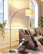 EDISHINE Arc Floor Lamp with Remote Control, Modern Floor Lamp with 5 Color Temperature & Dimmable Bulb, Metal Standing Lamps with Hanging Shade for Living Room, Bedroom, Office, Bronze