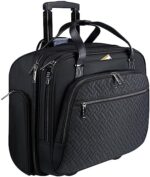 EMPSIGN Rolling Laptop Bag, 15.6 Inch Roller Briefcase with Wheel, Rolling Underaeat Computer Bag with Water-Proof RFID Pockets for Travel Business Work-Quilted Black