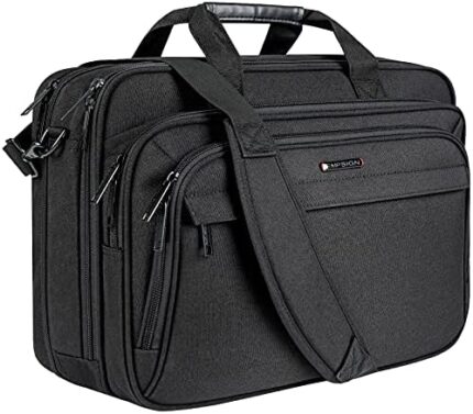 EMPSIGN Spruce Laptop Bag Briefcase, 17.3 Inch Laptop Case Shoulder Bag for Men & Women, Water Repellent RFID Blocking, Expandable Office Carrying Cases for Work Business Commute Travel School-Black