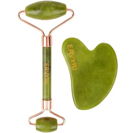 ERVYRI Gua Sha Facial Tool -Designed to Reduce Puffiness and Improve Wrinkles,for Eye, Neck - Natural Beauty Skin Care Tools-Green
