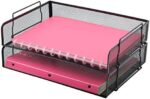 Easepres 2 Tier Stackable Desktop Document Letter Tray Organizer| The Mesh Collection, Black