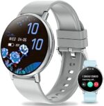 Efolen Smart Watches for Women Compatible with Android/iPhone Bluetooth Call, 1.39'' Full Touch Screen Fashion Smart Watch with Voice Assistant Fitness Track Pedometer Calories IP67 Waterproof, Silver