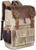 Endurax Leather Camera Backpack Bag for Photographers Waterproof DSLR Backpacks with Laptop Compartment & Tripod Holder