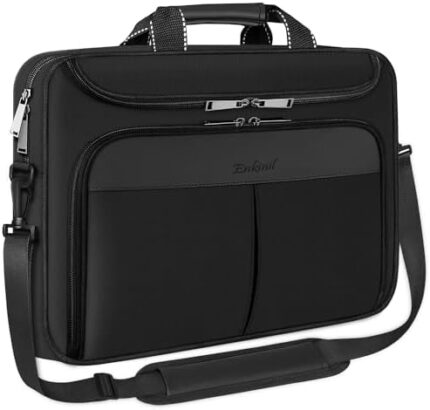 Enkinil Laptop Bag, 17 inch Waterproof Protective Messenger Briefcase Bag with Adjustable Shoulder Strap, Multifuntional Shoulder bag for Men Women Travel/Business(Black)