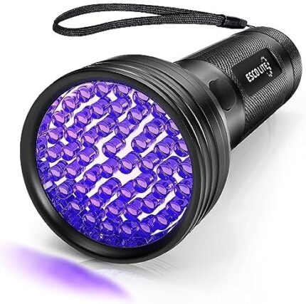 Escolite UV Flashlight Black Light, 51 LED 395 nM Ultraviolet Blacklight Detector for Dog Urine, Pet Stains and Bed Bug