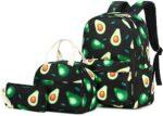 Esfoxes Avocado School Backpack for Girls, Kids Teens School Bags Bookbags Set with Lunch Bag Pencil Bag