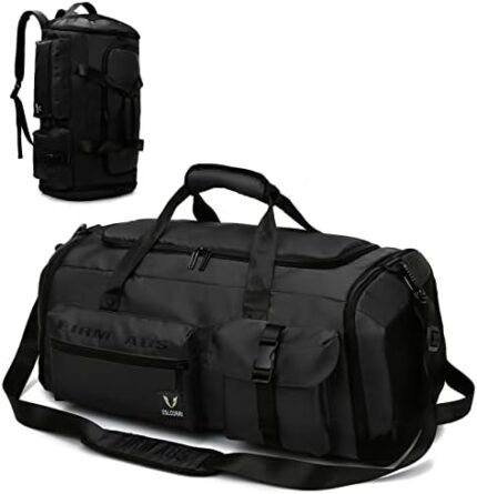 Eslcorri 65L Travel Duffel Bag for Women & Men - 3 in 1 Large Sports Gym Bag with Shoe and Wet Clothes Compartment Multipurpose Weekender Carry On Overnight Backpack for Swimming Yoga Camping Black