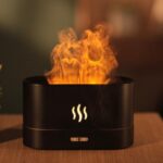 Essential Oil Diffuser, Humidifier with 7 Colors Flame Light, Waterless Auto Shut-Off Air Humidifier Diffuser for Spa Home Yoga Office Bedroom(Black)
