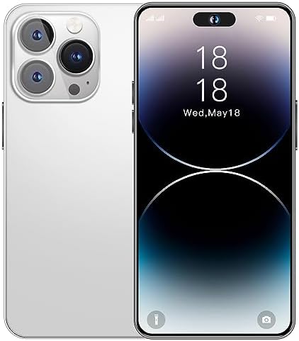 ExAchat A14 5G Unlocked Cell Phones, 6GB + 256GB, 8-Core, 6.82" HD Display Smartphone, Android 13.0, 6000 mAh,64MP + 24MP, Android Phones That Support Face/Fingerprint Recognition-White