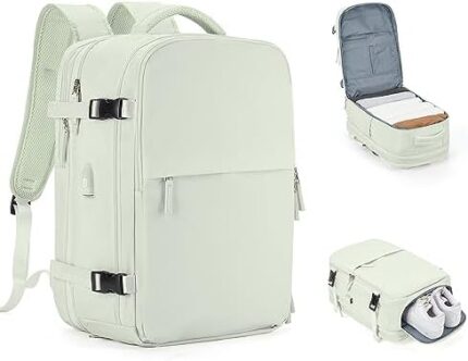 Expandable Backpack For Traveling On Airplane Travel Backpack For Women Men Airline Approved Carry On Bags For Airplanes Gym Bag With Shoe Compartment Waterproof Hiking Backpack College Travel Bag