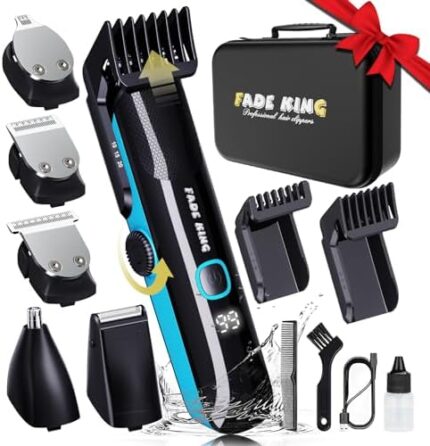 FADEKING® All in One Beard Trimmer for Men with Adjustable Combs - Waterproof Trimmer for Men, Hair Clippers, Nose Trimmer, Electric Razor Shaver for Mustache Nose Body Face Grooming, Gifts for Men