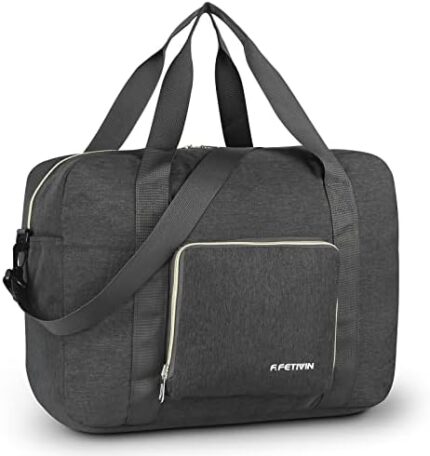 F.FETIVIN Personal item travel bag 18x14x8 for Spirit Airlines Lightweight carry on duffle bag waterproof for Gym,Sports,Vacation(Grey)