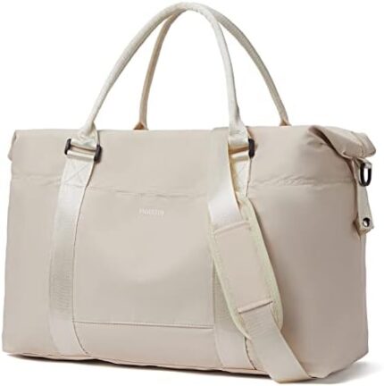 FIGESTIN Duffle Bag Weekender for Women Travel Tote Lightweight Carry On Overnight Girls Beige