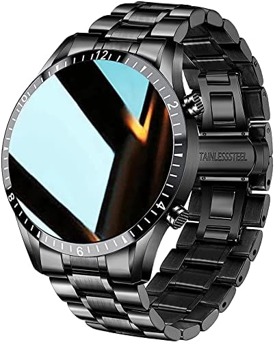 FILIEKEU Men Smart Watch for Android iOS, Bluetooth Calls Voice Chat with Heart Rate/Sleep Monitor Fitness Tracker, 1.3" Full Touch Screen IP67 Waterproof Stainless Steel Activity Tracker(Black)