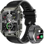 FILIEKEU Military Smart Watch Men 1.91”HD Big Screen Rugged Bluetooth Call Outdoor Waterproof Smart Watch Man Tactical Sports Fitness Tracker Black Stainless Steel Smartwatches for Android iOS