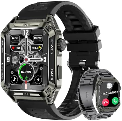 FILIEKEU Military Smart Watch Men 1.91”HD Big Screen Rugged Bluetooth FILIEKEU Military Smart Watch Men 1.91”HD Big Screen Rugged Bluetooth Call Outdoor Waterproof Smart Watch Man Tactical Sports Fitness Tracker Black Stainless Steel Smartwatches for Android iOS