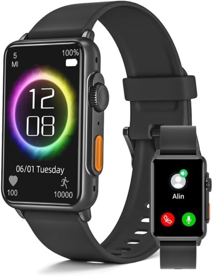 FITVII Fitness Tracker, Smart Watch (Answer/Make Calls) with 24/7 Blood Pressure Heart Rate Monitor, Blood Oxygen Sleep Tracking Fitness Watch, Waterproof Step Calorie Activity Tracker for Women Men