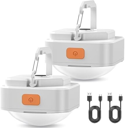 FLY2SKY 2 Pcs White Camping Light Tent Light Portable Rechargeable LED Camping Light Survival Gear Camping Accessories Camping Equipment for Hiking Backpacking Fishing Hurricane Emergency Outage