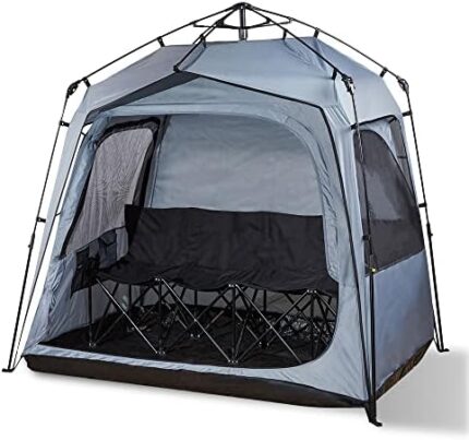 FOFANA Pod All Weather Sports Tent - Largest Sports Pod Pop Up Tent - Fits Family of 4 - Pop Up Pod for Rain Wind Cold - Bubble Tent Clear and Mesh Windows - Weather Tent Pods for Sports