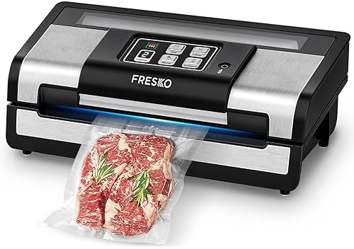 FRESKO Smart Vacuum Sealer Pro, Full Automatic Food Sealer Machine FRESKO Smart Vacuum Sealer Pro, Full Automatic Food Sealer Machine with Auto Dry/Moist Detection, Roll Bag and Built-in Cutter, Powerful Seal a Meal Sealer Machine for Food Storage Saver