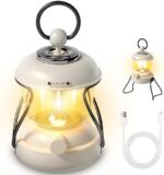 FUNFOR Camping Lantern Rechargeable, 4000mAh LED Rechargeable Lanterns, IPX5 Waterproof Camping Lights, USB Rechargeable Camping Lamp for Power Outages, Camping, Hurricane, Hiking (Modern White)