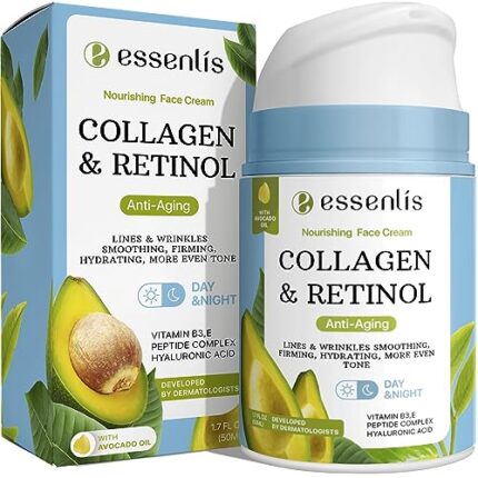 Face Moisturizer Collagen Cream, Anti Wrinkle & Anti Aging Face Cream with Retinol, Day & Night Deep Hydrating Skin Care for Body, Neck & Décollete